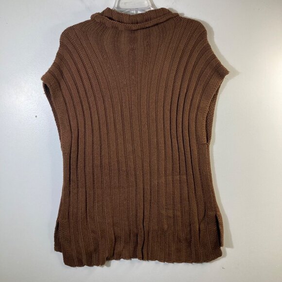 Womens Kori Turtle Neck Wool Blend Slouch Cable Knit Sweater Vest M/L NWT Brown - Picture 2 of 10